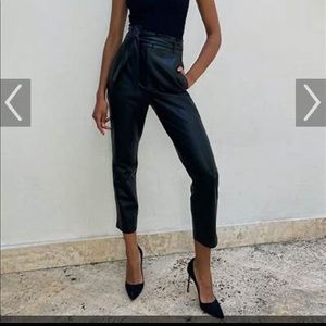Aritzia Black Vegan Leather Belted Pant